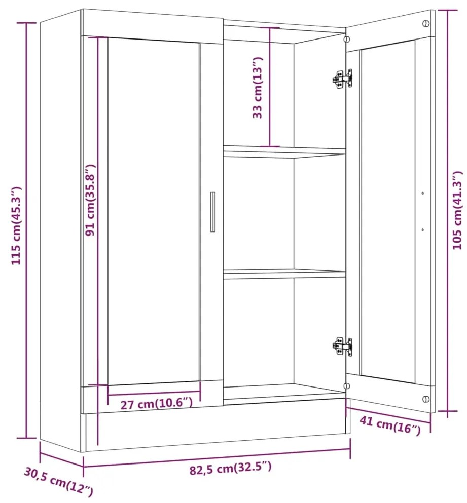 Dulap vitrina, gri sonoma, 82,5x30,5x115 cm, lemn prelucrat 1, sonoma gri, 82.5 x 30.5 x 115 cm