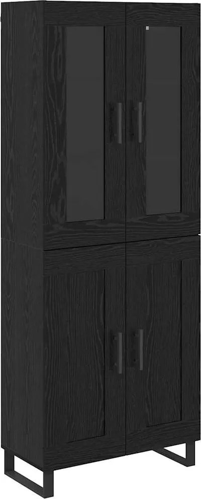 vidaXL Bufet 2 pcs Stejar Negru Lemn Stratificat și Sticlă