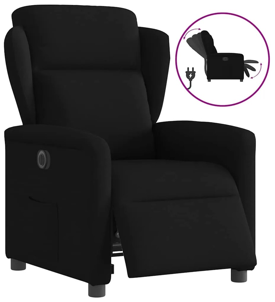 vidaXL Fotoliu rabatabil electric, negru, material textil