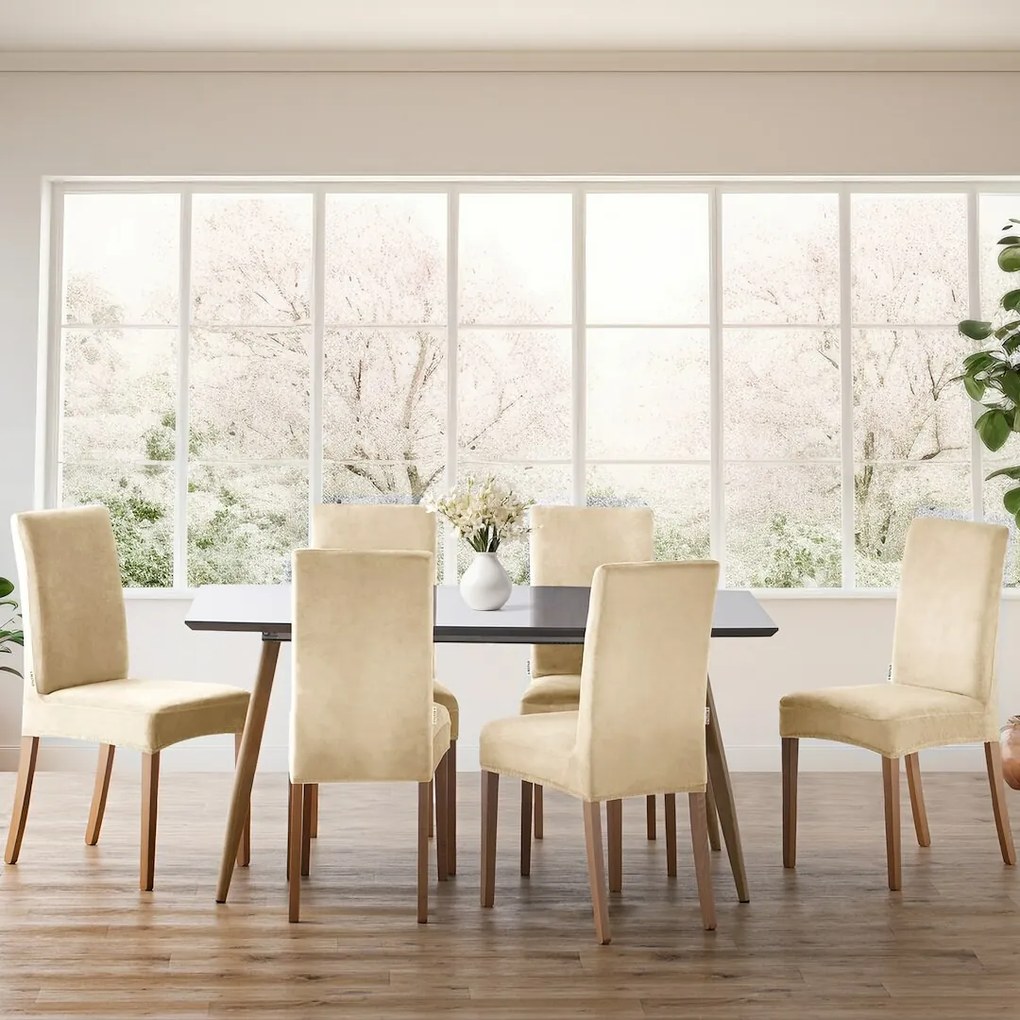 Restilo Husă pentru scaun Sento bej deschis, 48 x48 x 58 + 10 cm, set de 4 bucăți