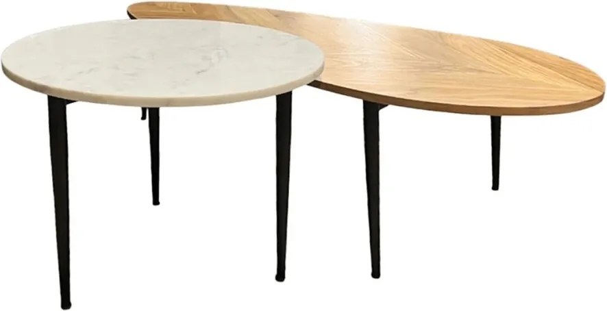 Set de 2 Masute de Cafea, Lemn, Marmura, ADLON