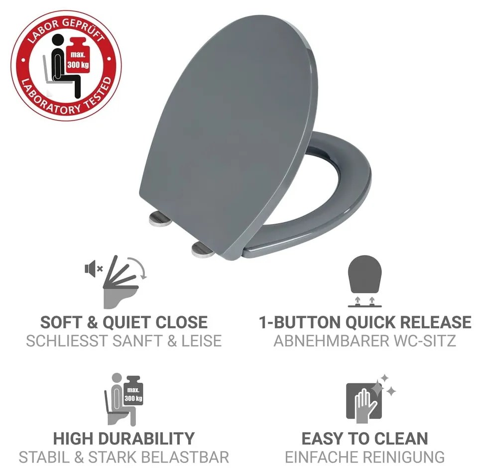 Capac WC 37 x 44,5 cm Easy-Close (cu închidere automată) Ostuni – Wenko