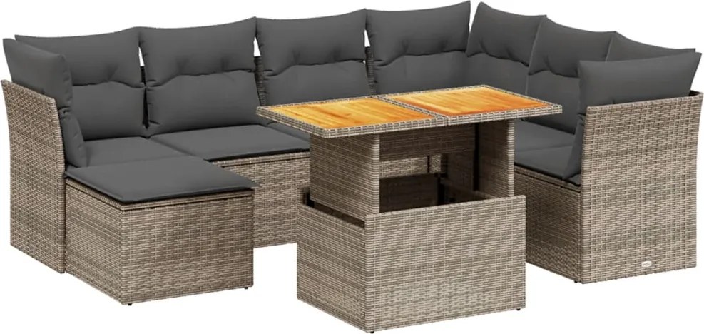 vidaXL Set canapele de grădină cu perne, 8 piese, gri, poliratan