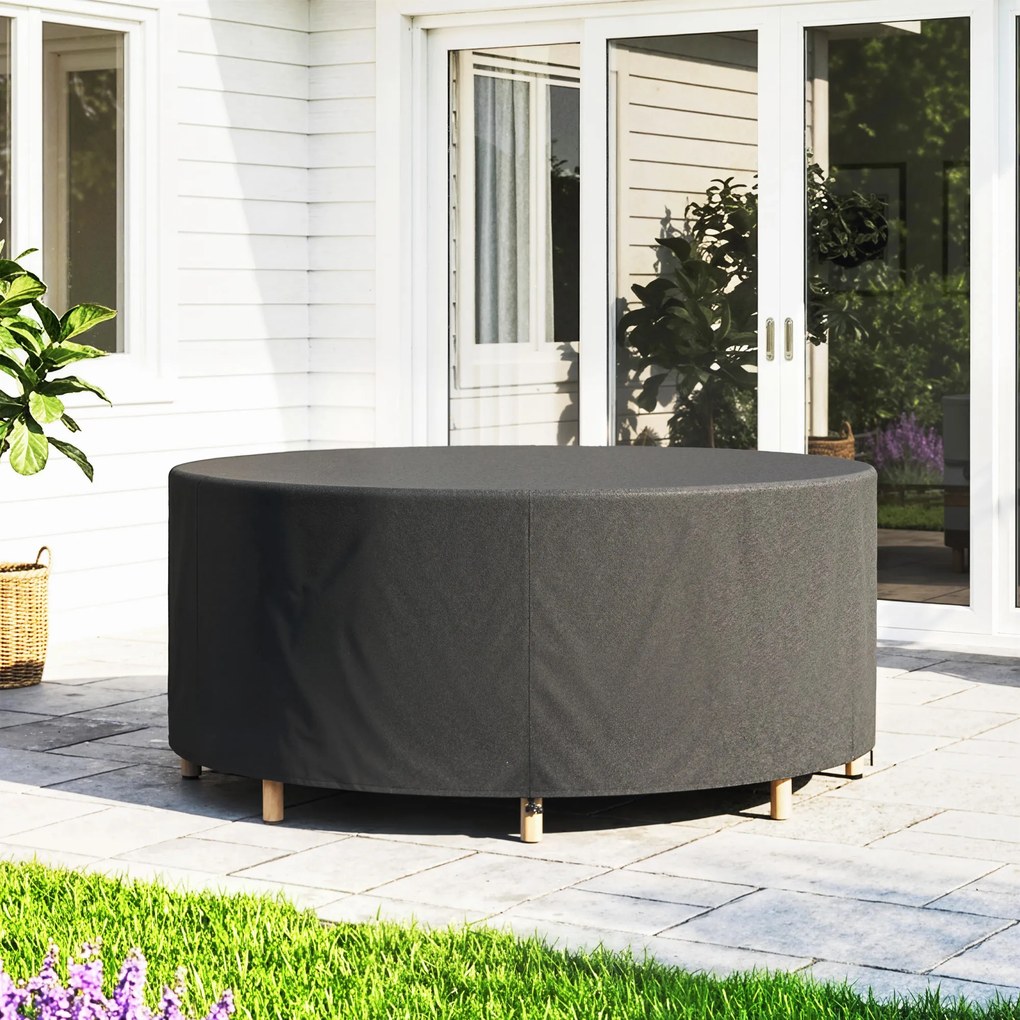Outsunny Husă protecție pentru mobilier de grădină, rezistentă la iarnă, impermeabilă, anti-UV, prelată 420D țesătură Oxford Ø214x70Hcm Negru | Aosom Romania