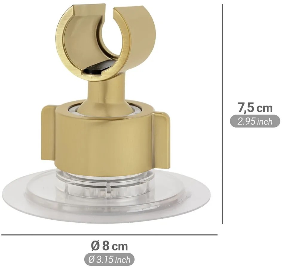 Suport pentru capul de duș auriu autoadeziv din plastic Libertà – Wenko