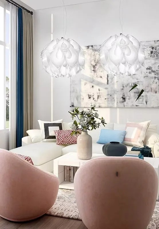 Lustra realizata manual Flora Mediu White