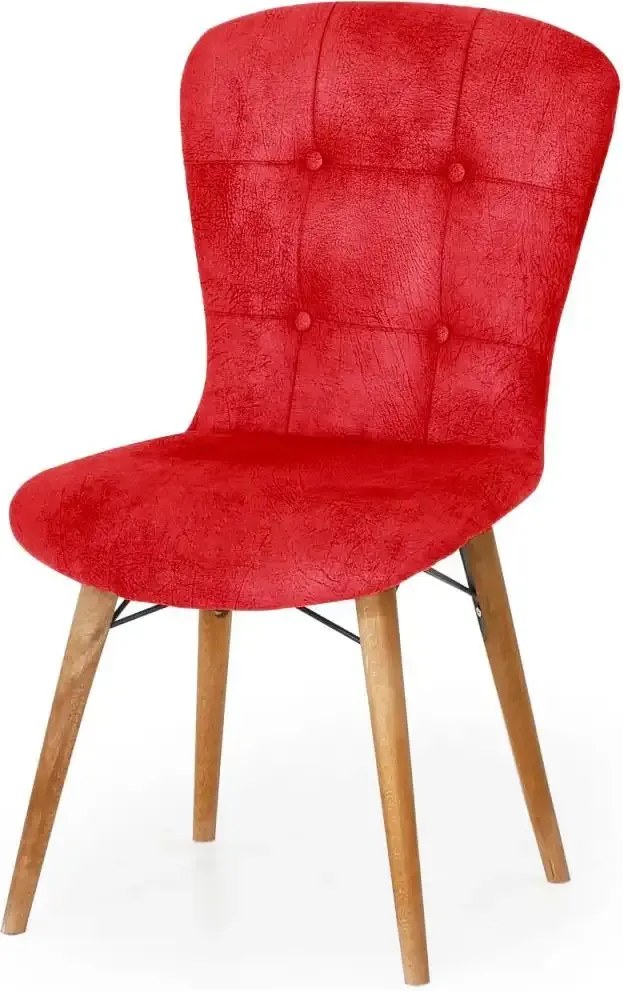 Set masa extensibila cu 4 scaune tapitate Homs cristal negru-rosu110 x 70 cm