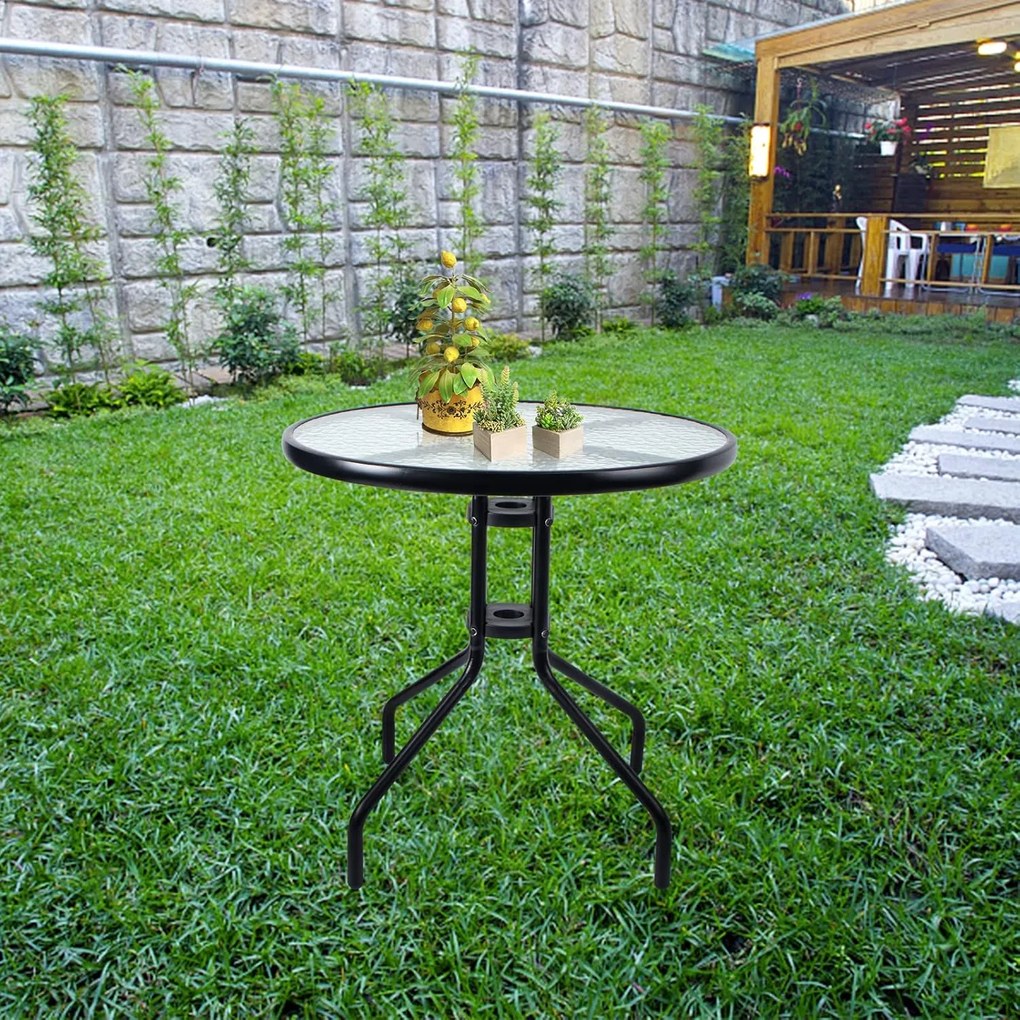 Set de gradina TAVERNO ISLAND - 2 scaune si masa rotunda, negru/gri