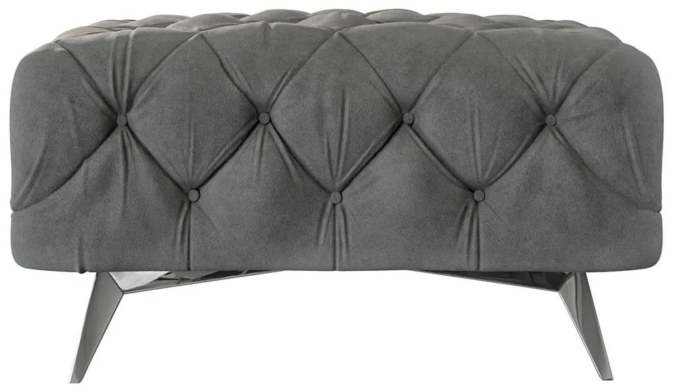 Taburet gri cu tapițerie din catifea Chelsea – Ropez