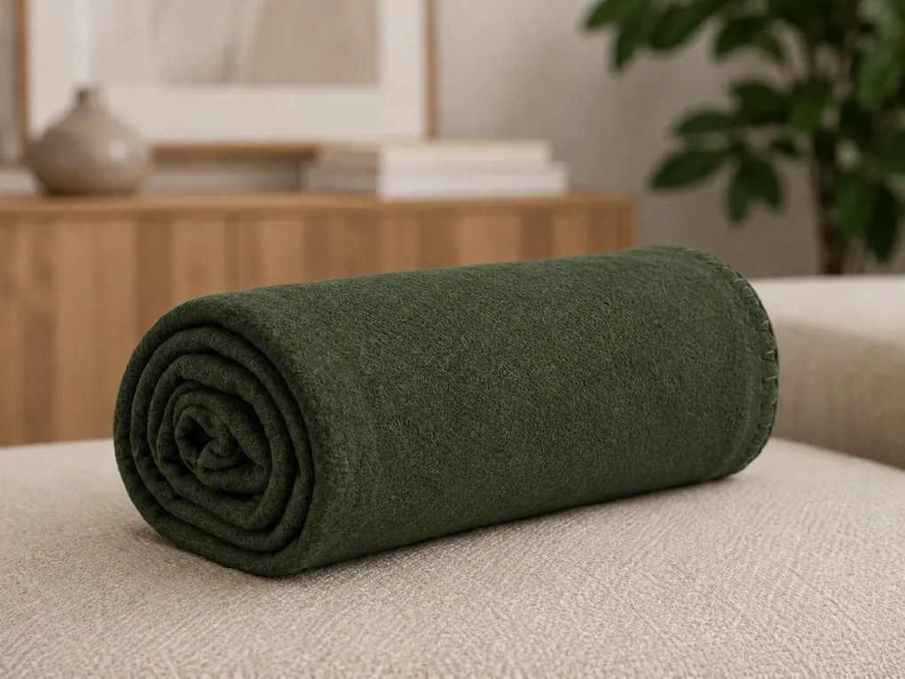 Patura de fleece FLEORA, verde inchis Dimensiune: 200 x 220 cm