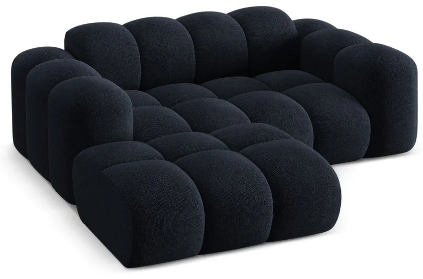 Colțar albastru închis cu tapițerie din chenille (cu colț pe partea stângă/cu șezlong) Treno – Cosmopolitan Design