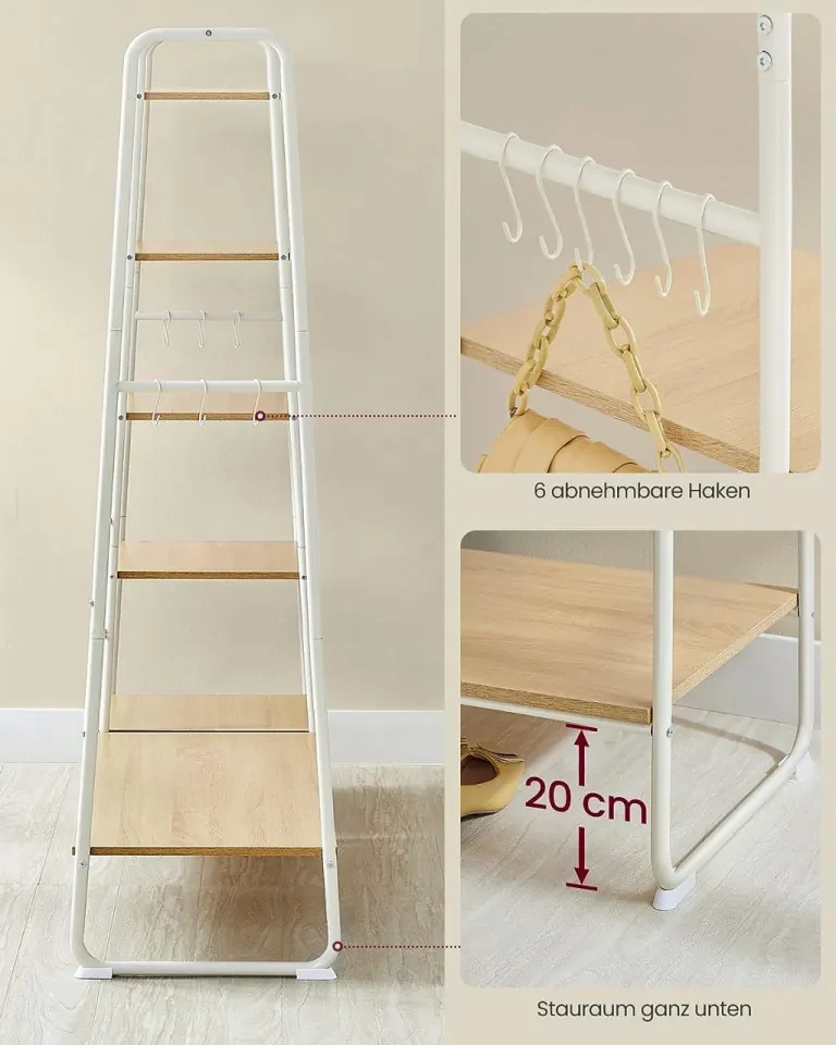 Suport umerase, 120 x 45 x 160 cm, metal / PAL melaminat, alb