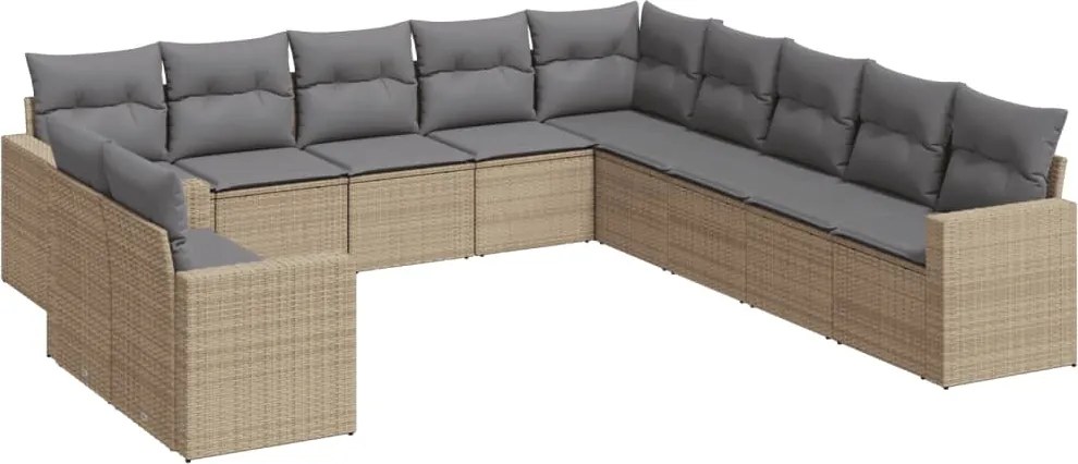 vidaXL Set canapele de grădină cu perne, 11 piese, bej, poliratan
