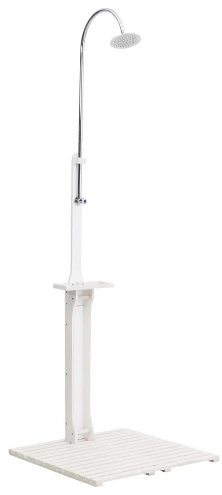 vidaXL Duș de grădină, alb, lemn
