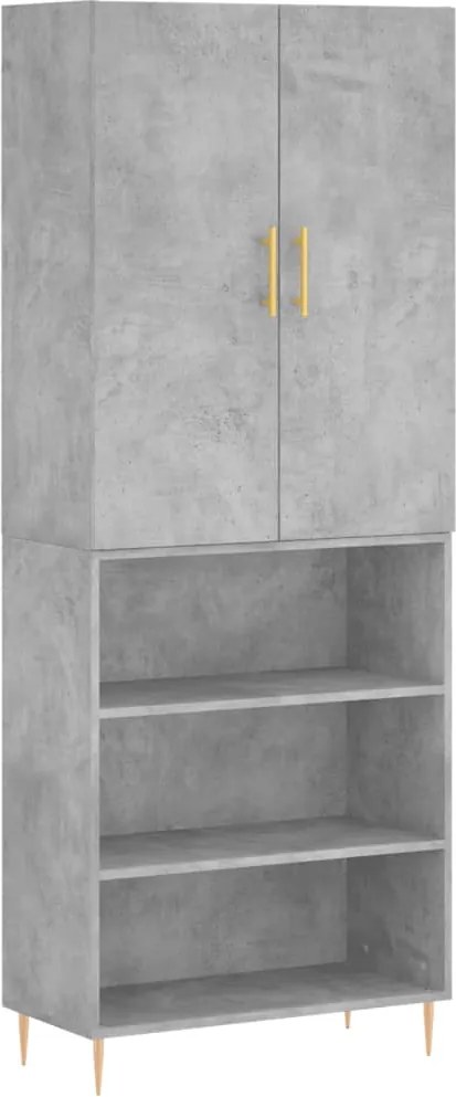 vidaXL Dulap înalt, gri beton, 69,5x34x180, lemn compozit