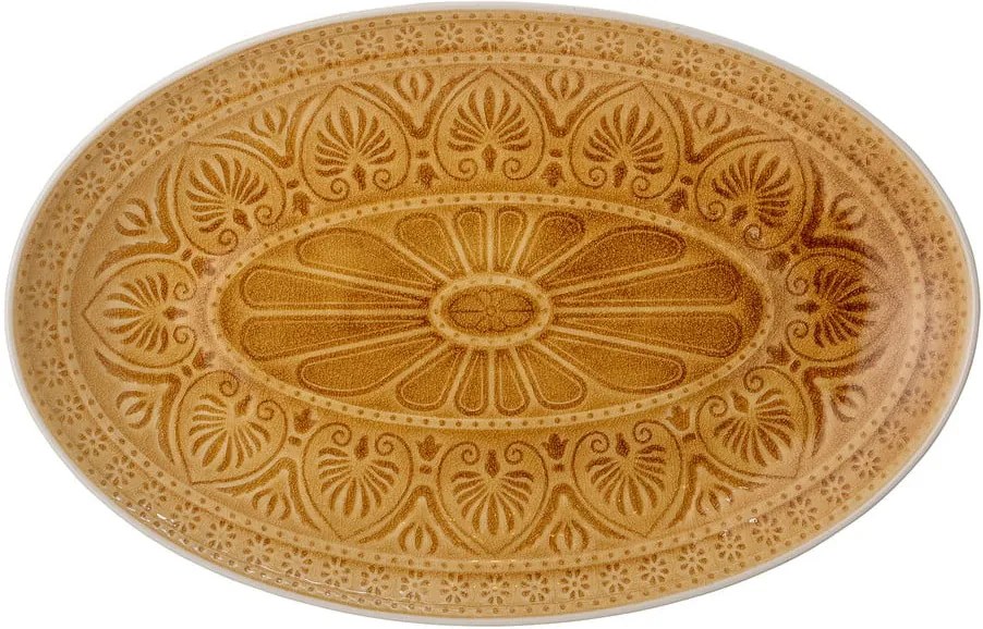 Platou din gresie ceramică Bloomingville Rani, 39 x 25 cm, portocaliu