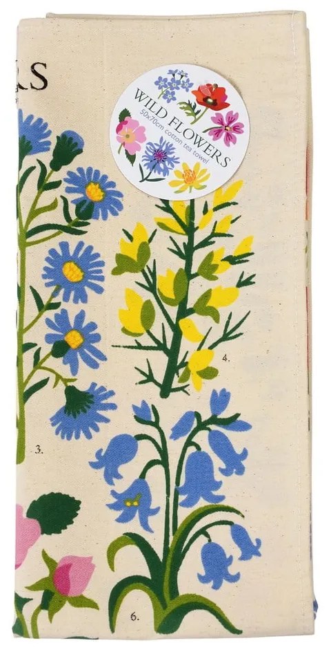 Prosop de bucătărie din bumbac Rex London Wild Flowers, 50 x 70 cm, bej