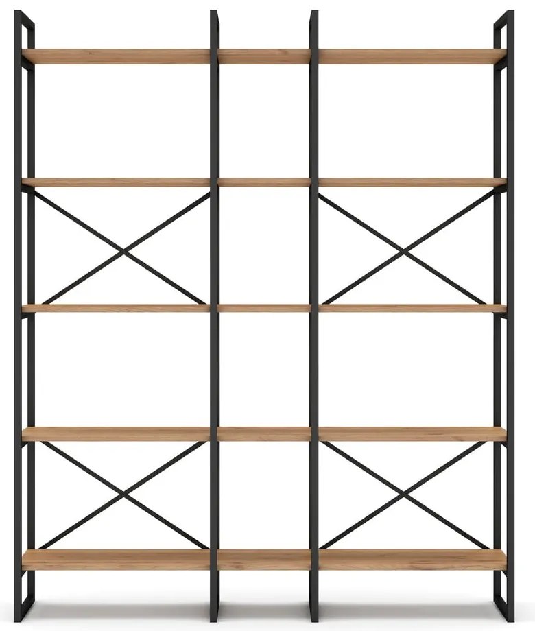 Etajeră negru/natural cu aspect de lemn de stejar 144x175 cm Dusan – Marckeric