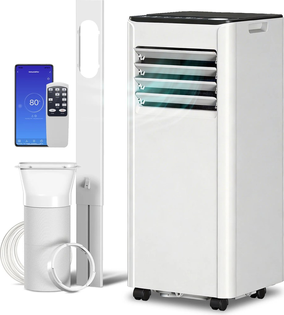 HOMCOM Aparat de aer condiționat portabil 7000 BTU: Răcire, Dezumidificator, Ventilator, Mod Noapte. | Aosom Romania