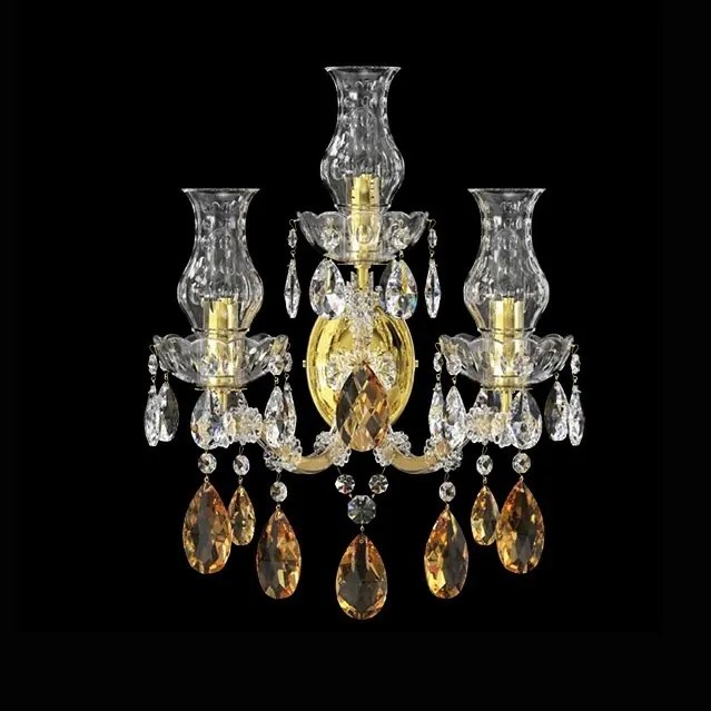 Aplica de perete Cristal Bohemia Exclusive 3 brate MARIA TEREZIA AUREA