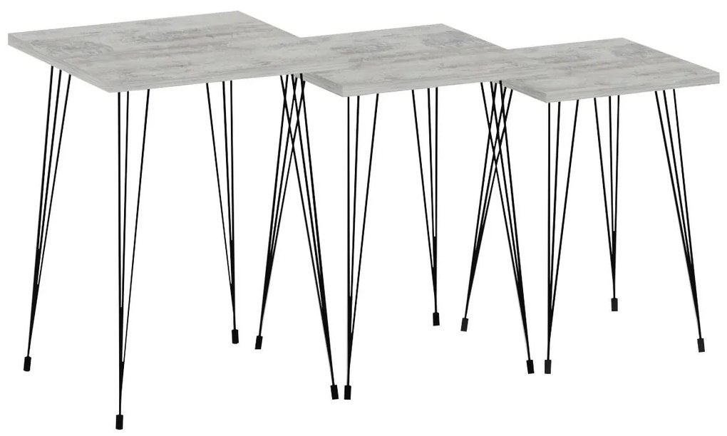Set 3buc. măsuțe cafea Pakamo (negru + cristal) . 1094320