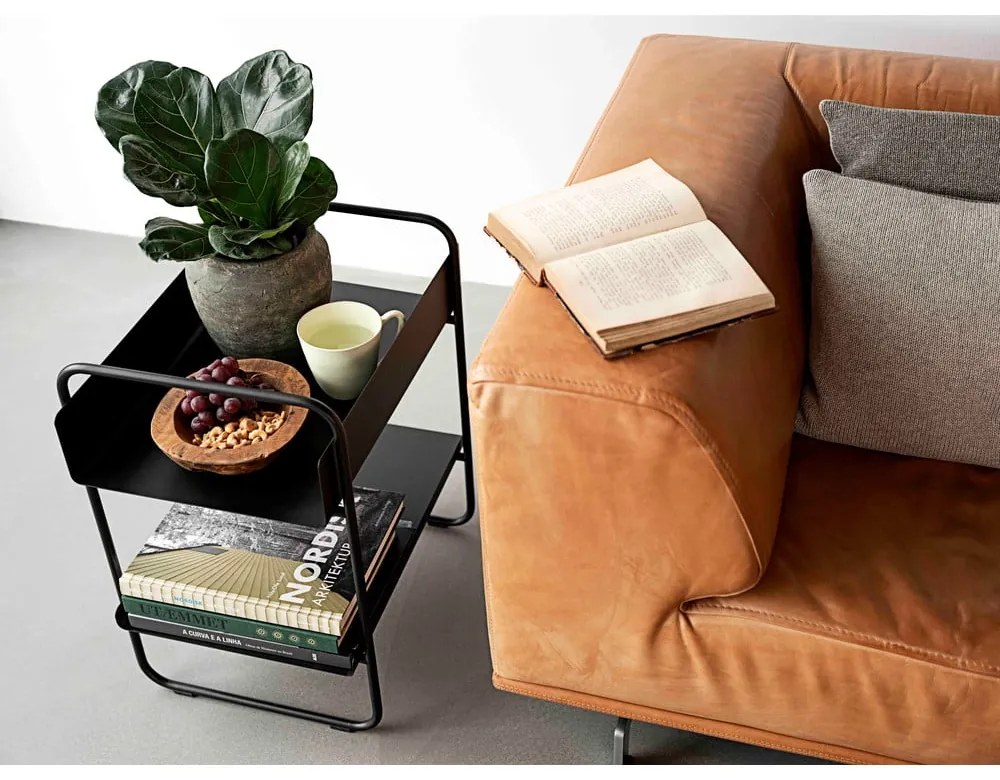 Masă consolă neagră din metal 36x48 cm A-Console – Zone