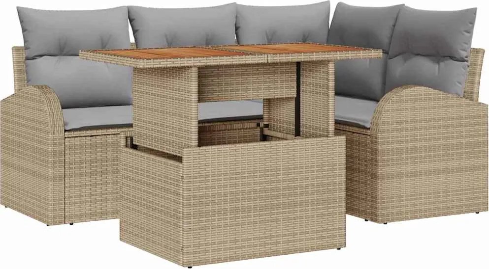 vidaXL Set de canapele pentru grădină Manual 5 pcs bej și gri deschis