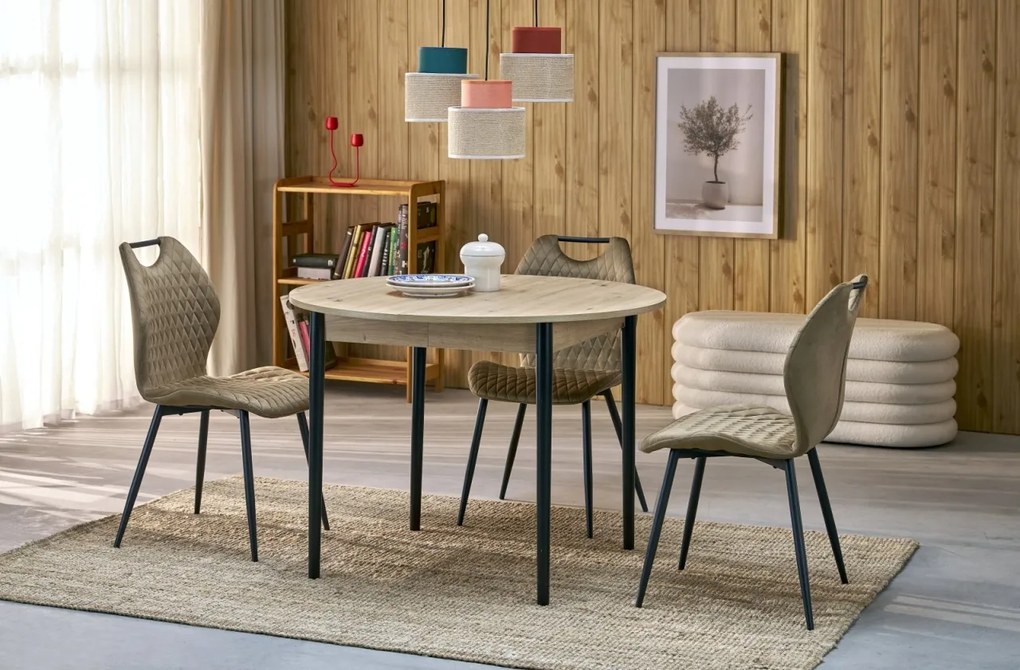 Masa extensibila Pivot stejar artizan/negru L102-142 cm