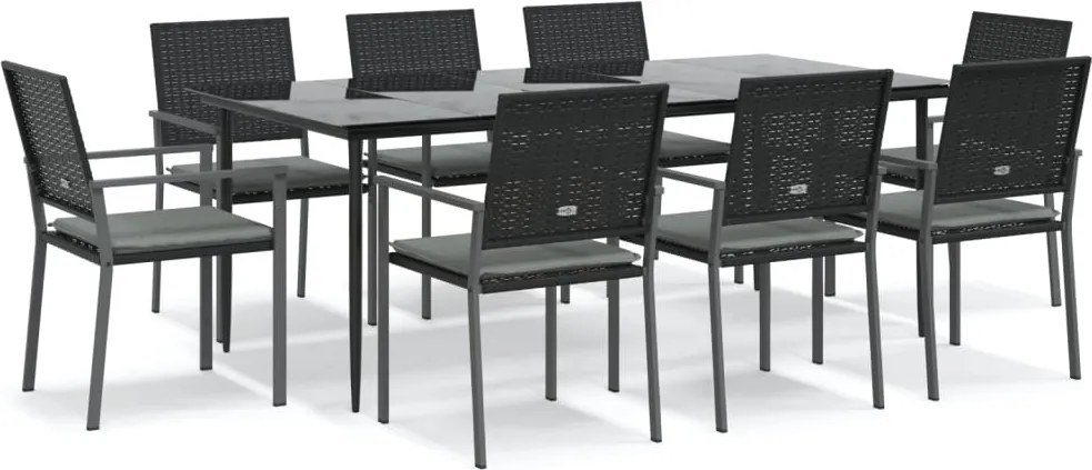 vidaXL Set mobilier de grădină cu perne, 9 piese, poliratan și oțel
