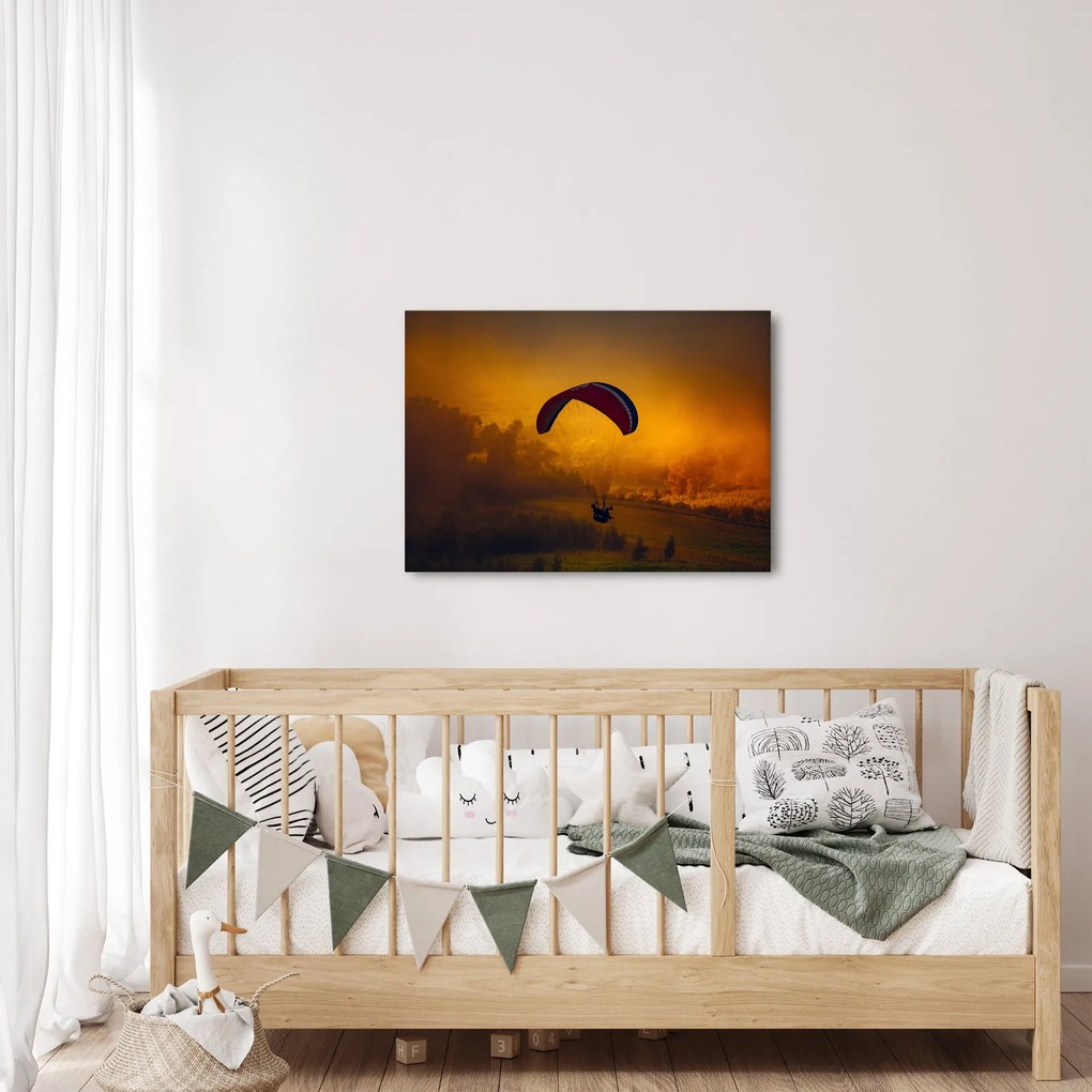 Tablou cu parașutistul în apus de soare (70x50 cm)