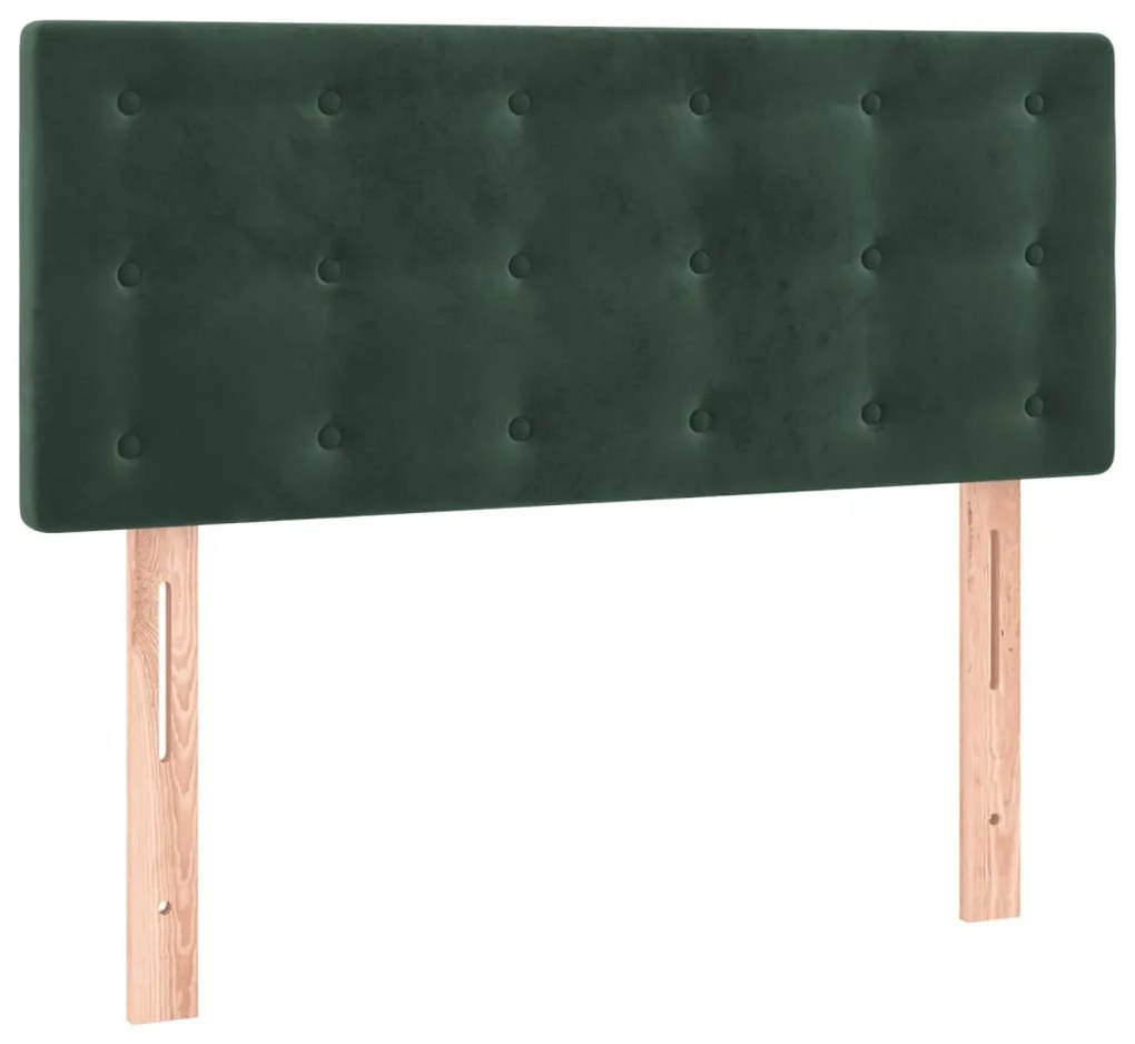 Pat box spring cu saltea, verde inchis, 90x200 cm, catifea Verde inchis, 90 x 200 cm, Nasturi de tapiterie