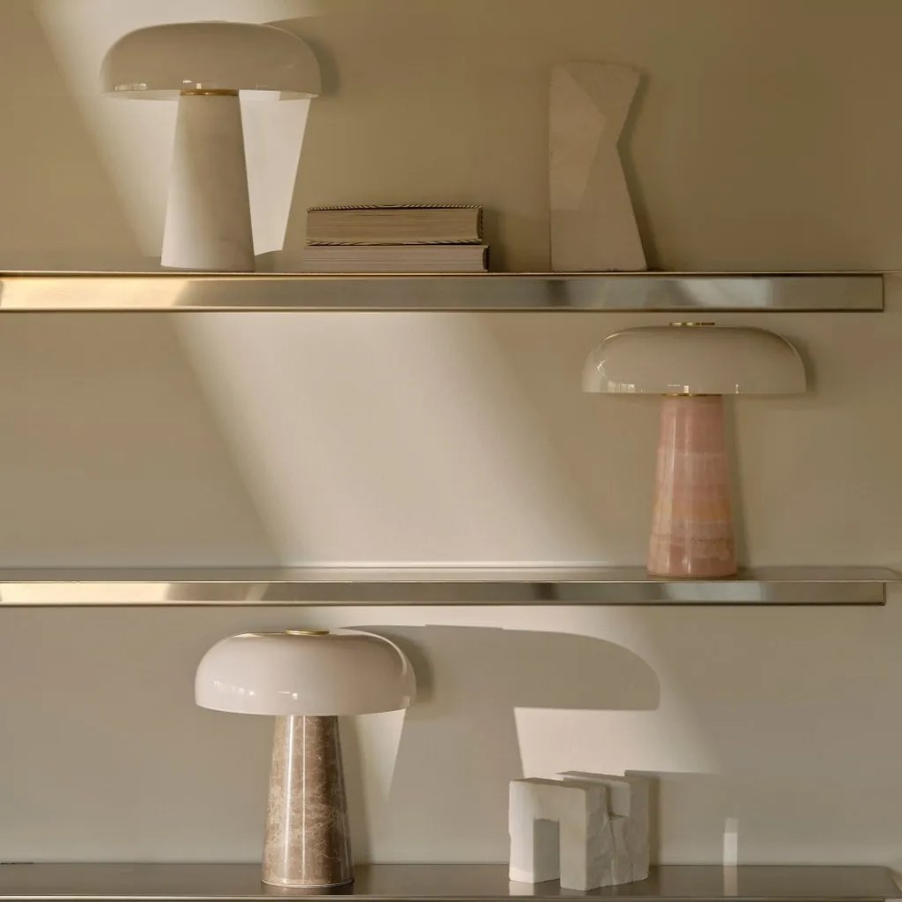 Veioza Design Nordic Minimalist, Marmura, Sticla, Glossy Mini bej