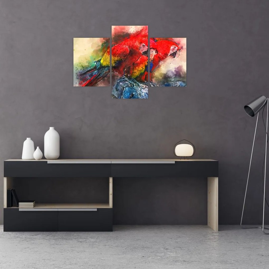Tablou - Papagali roșii ara (90x60 cm)