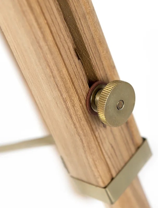 Lampă de podea rustică trepied lemn cu alamă antică - Cortin