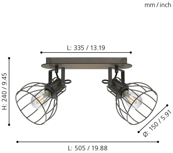 Eglo 98135 - Lampă spot SAMBATELLO 2xE27/40W/230V