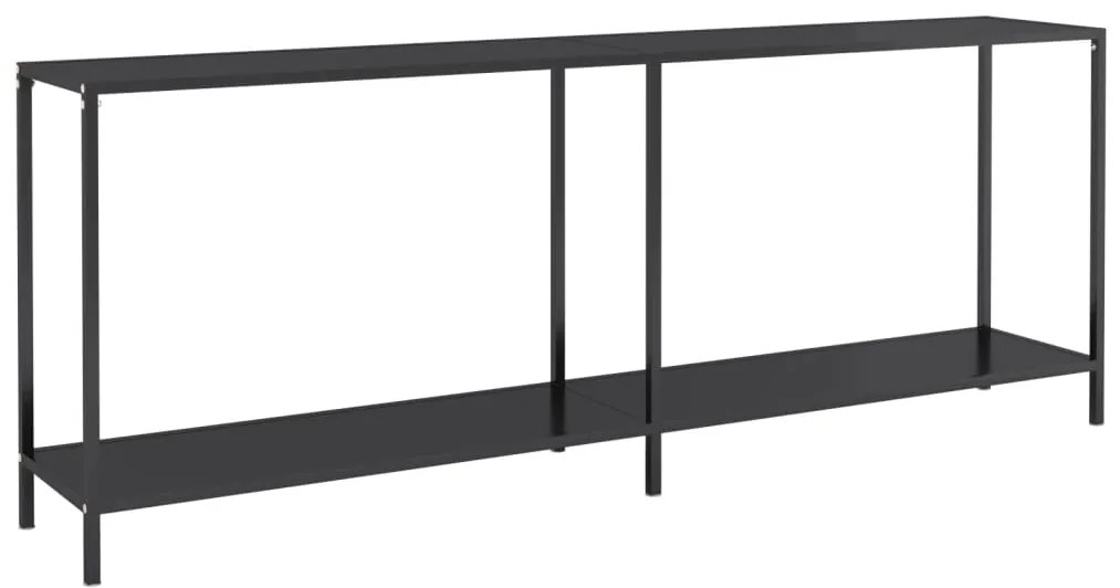 331707 vidaXL Masă consolă, negru, 200x35x75,5 cm, sticlă securizată