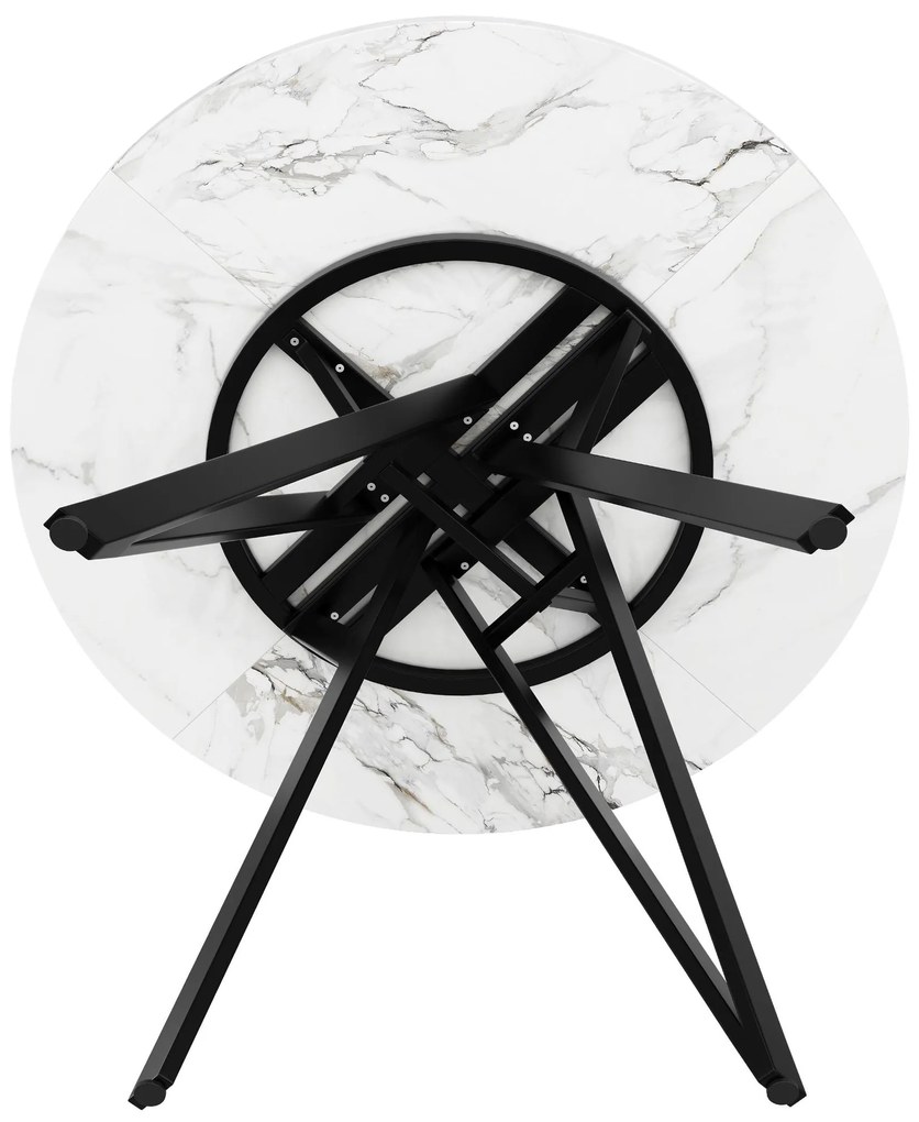 Masă rotundă pentru 4 persoane, Alb+Negru | Aosom Romania
