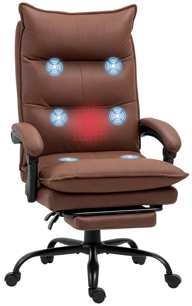 Vinsetto Scaun de birou masand si incalzit, scaun de birou, inaltime reglabila, spatar inclinabil, 66x74x121,5cm maro | Aosom Romania