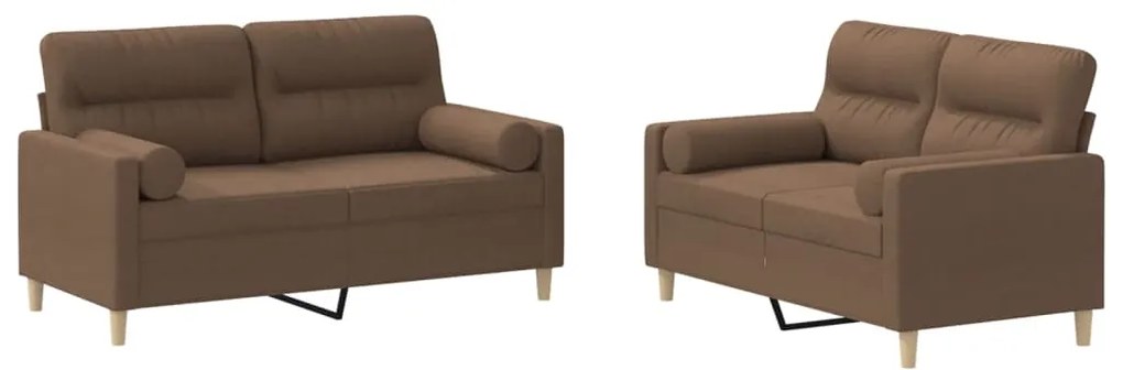 3201587 vidaXL Set de canapele cu perne, 2 piese, maro, textil