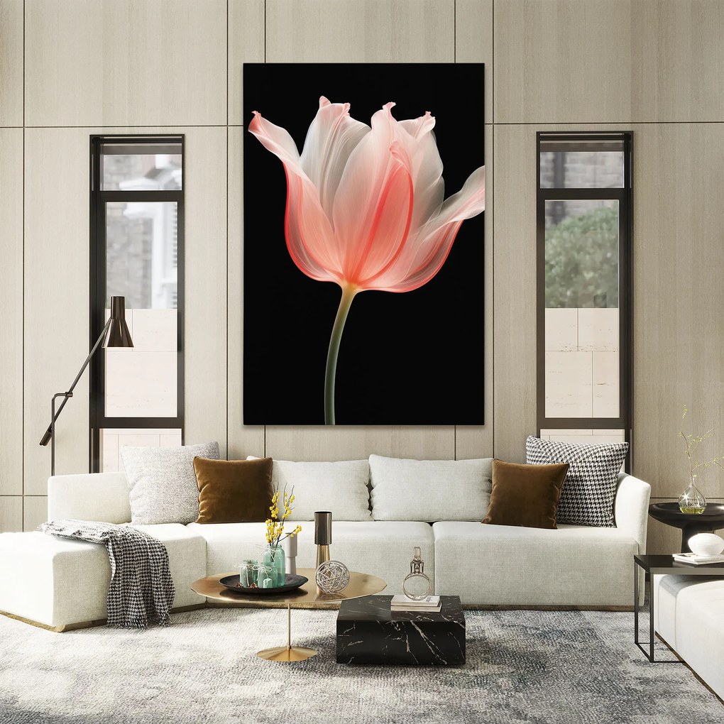 Tablou Canvas, 90x140cm, Dormitor si Living, Flori, Lalele, Pastel Pink Tulip