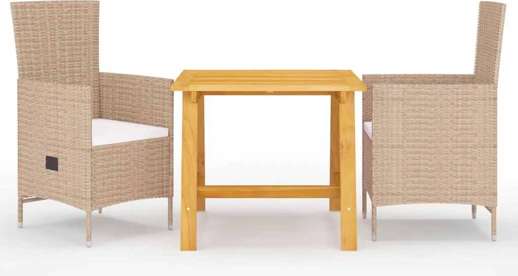 vidaXL Set de masă pentru grădină, 3 piese, bej