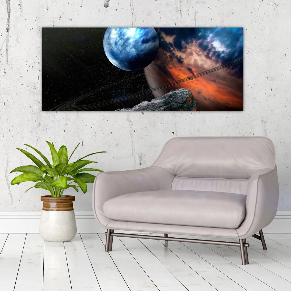 Tablou planetei în cosmos (120x50 cm)