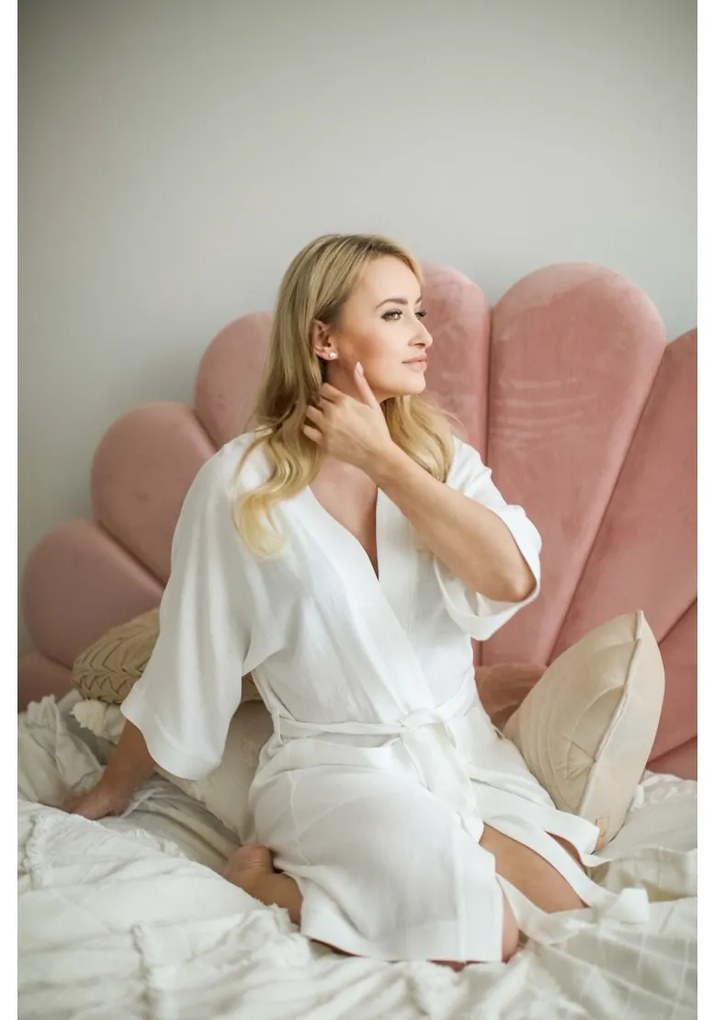 Halat   Kimono pentru gravide si mamici, vascoza si in, marime universala, Alb