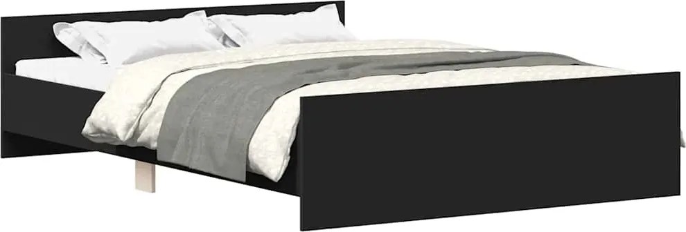 vidaXL Cadru pat cu tăblie de cap/picioare, negru, 120x190 cm