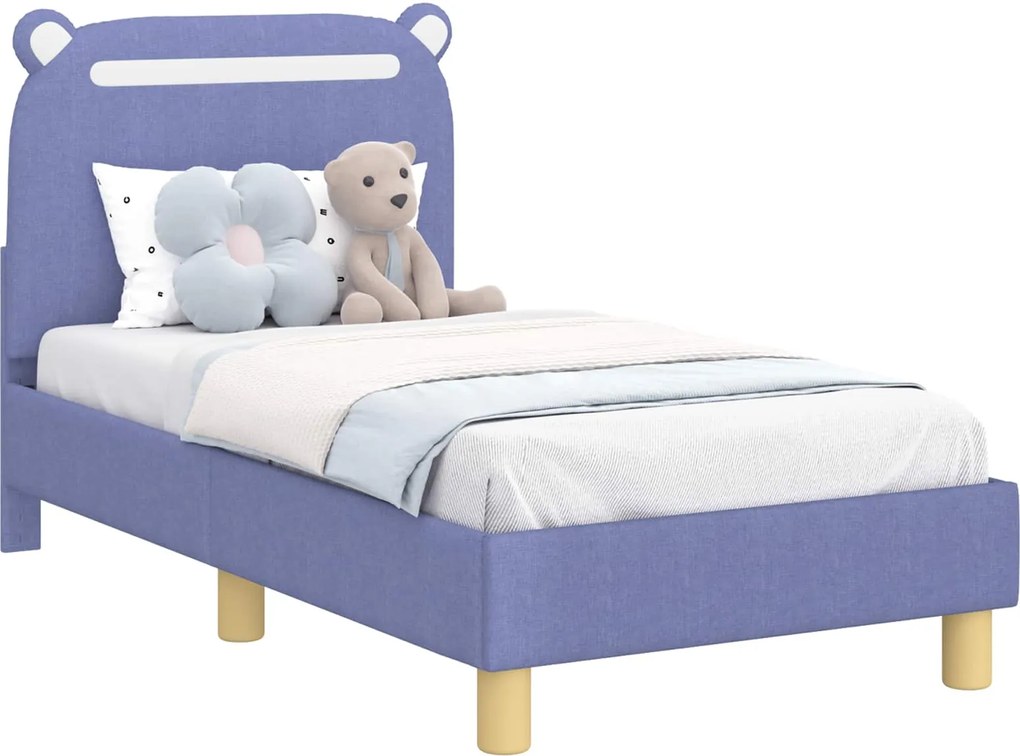 vidaXL Cadru de pat pentru copii cu spătar Albastru Jeans 70 x 140 cm