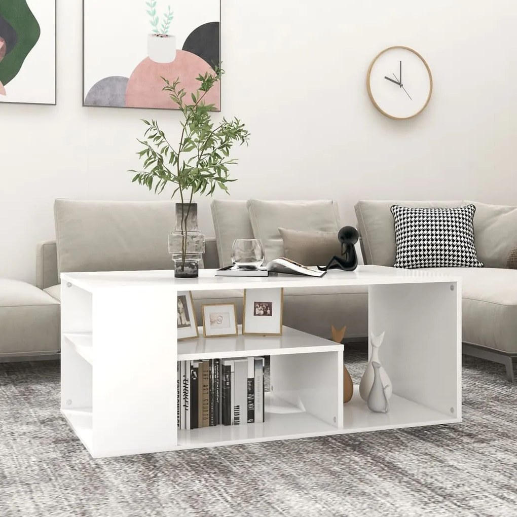 vidaXL Măsuță de cafea, alb, 100x50x40 cm, lemn prelucrat