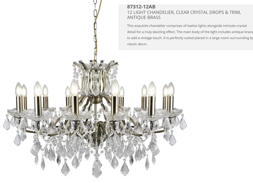 Candelabru stil clasic cu 12 brate Paris alama antic 87312-12AB SRT