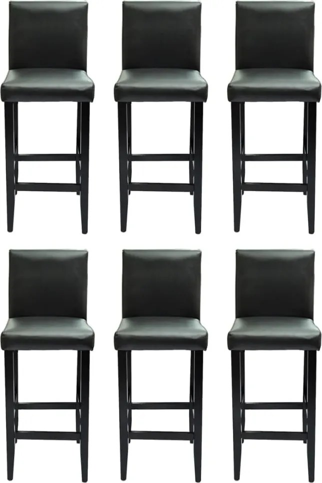 vidaXL Scaune de bar, 6 buc., negru, piele ecologică