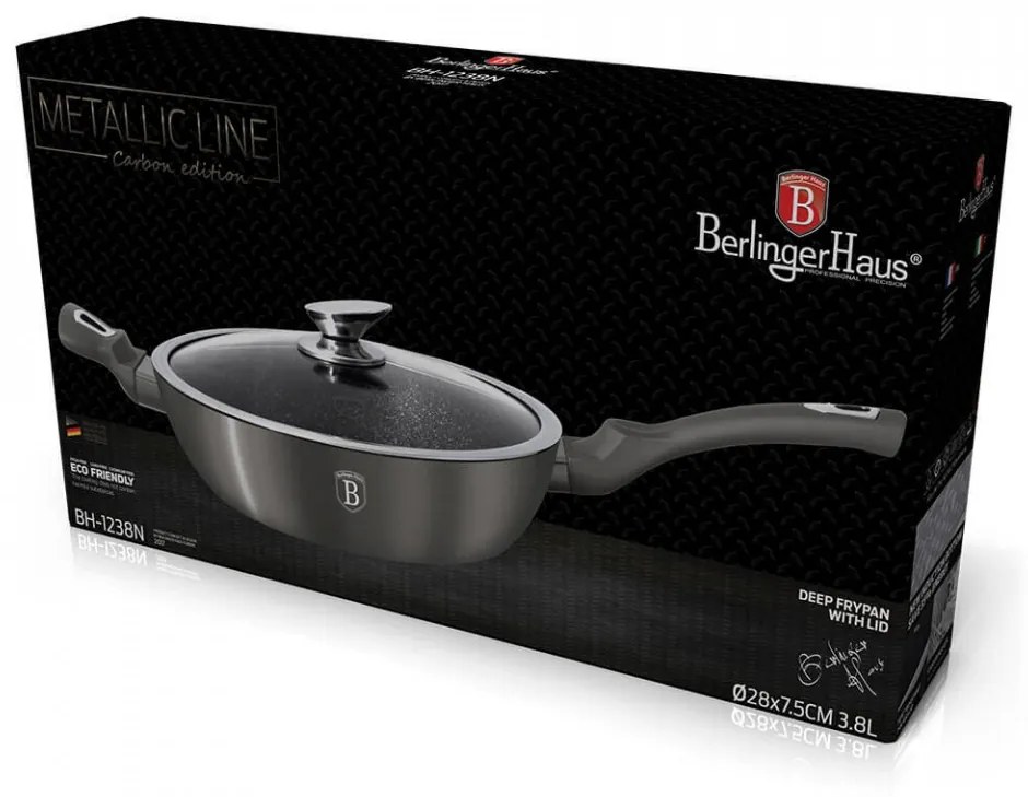 Tigaie cu capac adanca 28 cm Carbon Metallic Line Berlinger Haus BH 1238N