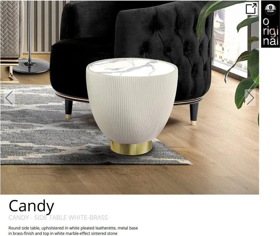 Masuta laterala design modern Candy alb/alama 47cm